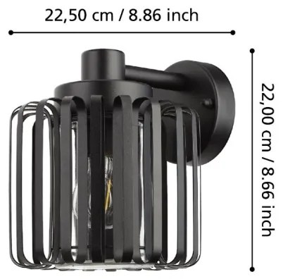 Eglo 900672 - Vonkajšie nástenné svietidlo SELINUS 1xE27/40W/230V IP65