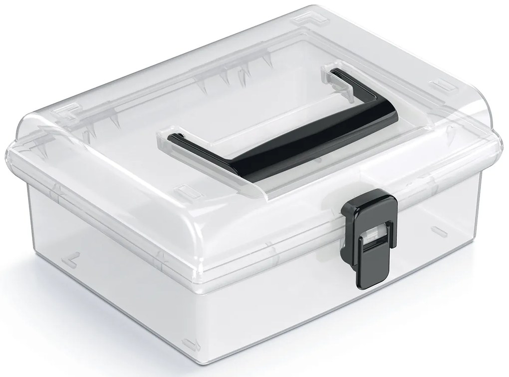 Plastový úložný box NUF2L - priehľadná / čierna