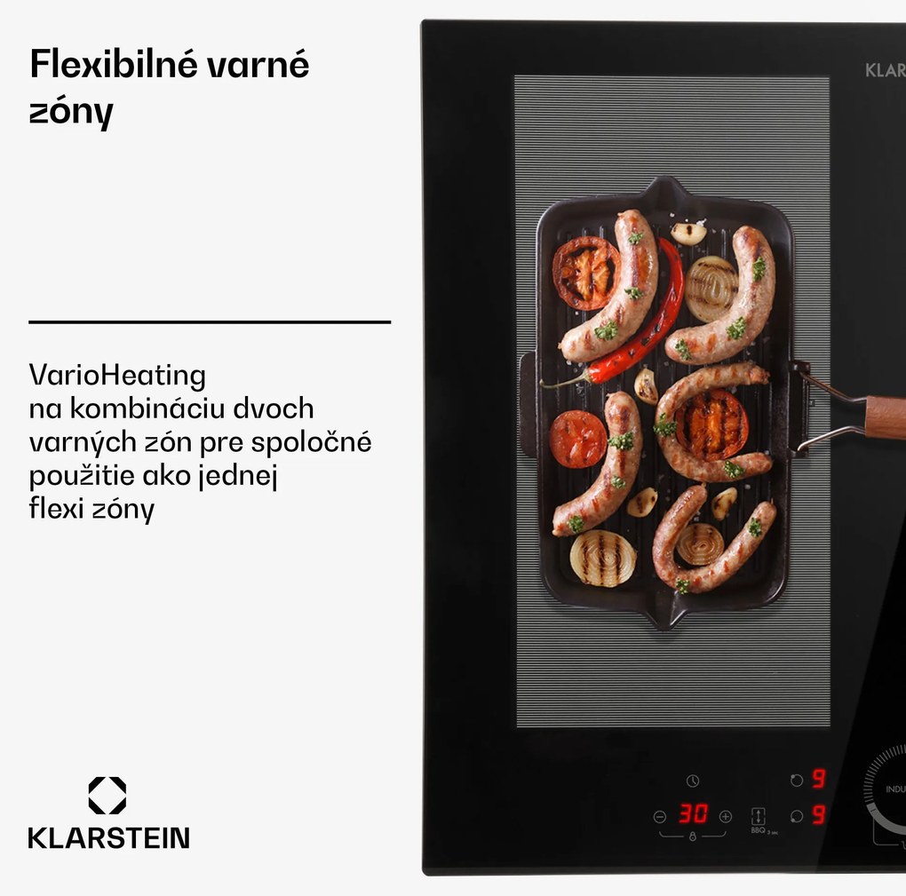 Klarstein Delicatessa 60 Hybrid, vstavaná indukčná varná doska, 7000 W, 4 zóny, čierna