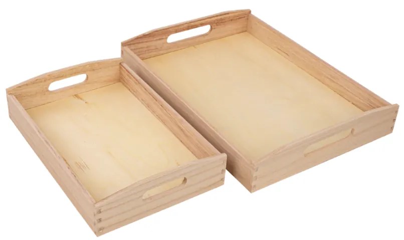 Sada 2 drevených podnosov TIMBER TRAYS