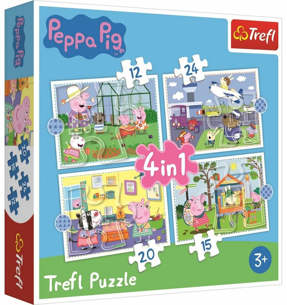 TREFL Prasátko Peppa: Vzpomínky na prázdniny 12,15,20 24 dielov puzzle