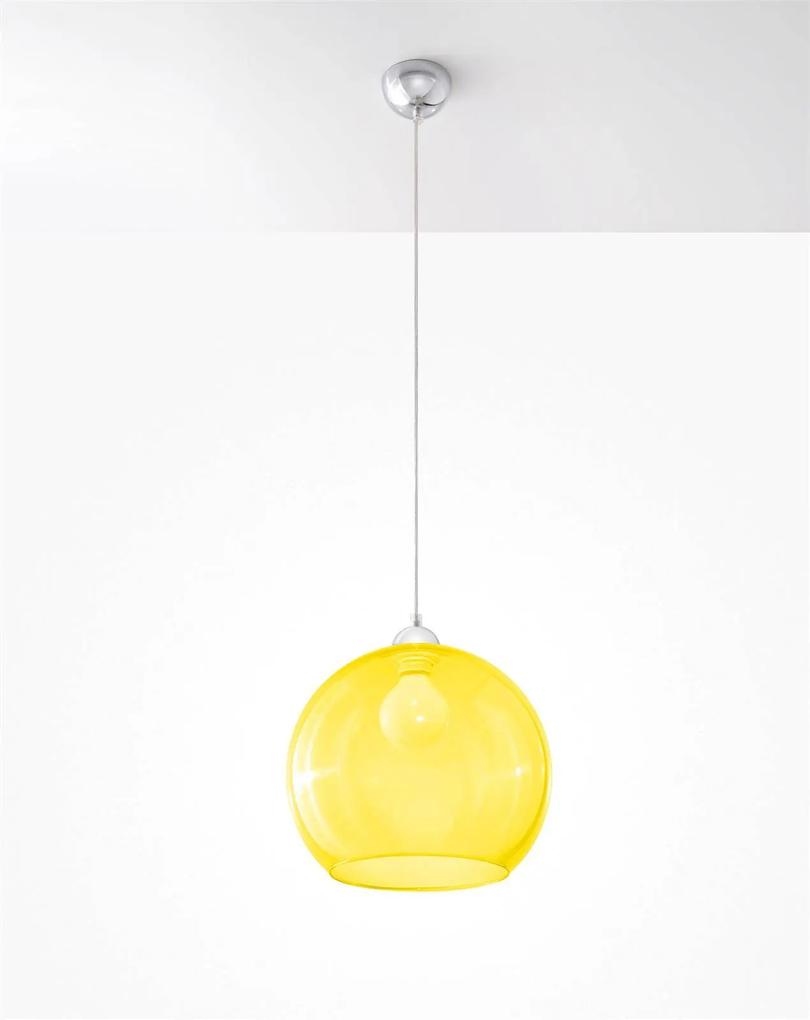 Závesné svietidlo Ball, 1x žlté sklenené tienidlo