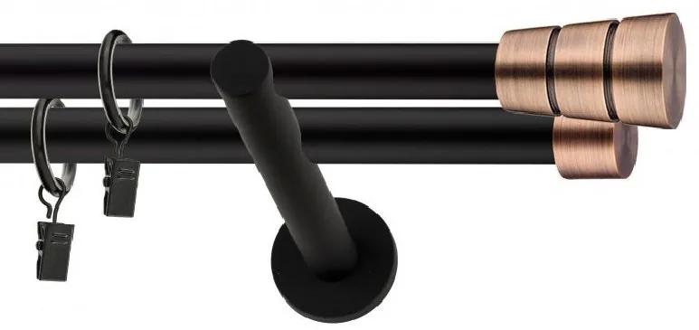 Dekorstudio Garniža dvojradová BASIC medená MIX čierna-matná 19mm Dĺžka: 120cm, Typ príslušenstva: Bez príslušenstva