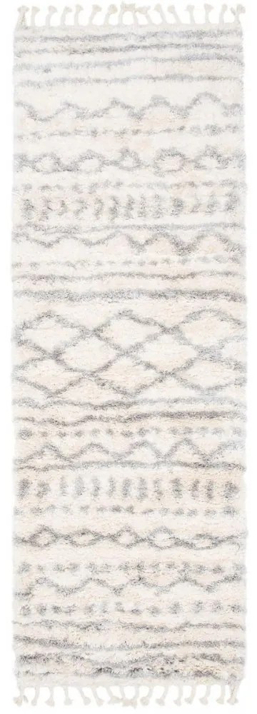 Kusový koberec shaggy Aron krémovo sivý atyp 70x200cm