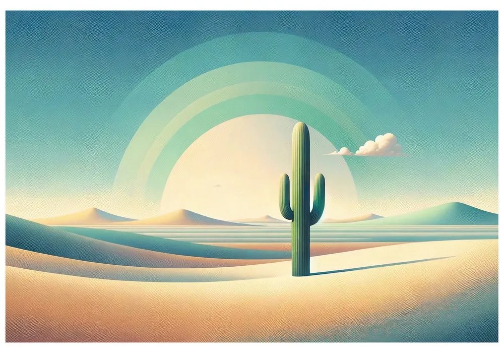 Tapeta pastelová púšť s kaktusom