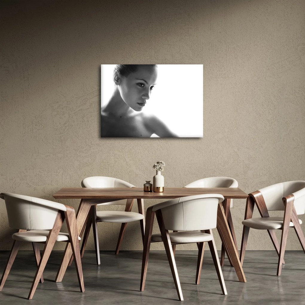 Obraz - Čiernobiely portrét ženy (70x50 cm)