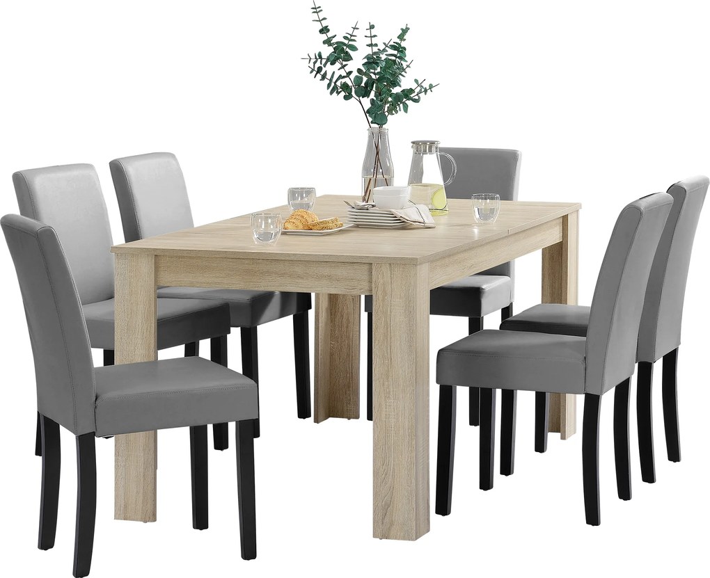 [en.casa]® Rustikálny dubový jedálenský stôl HTFU-2338 so 6 stoličkami HTMY-9701