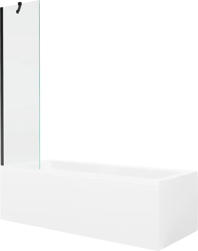 Mexen Cubik obdĺžniková vaňa 150 x 70 cm s obkladom a 1-krídlovou sprchovou zástenou 50 cm, Transparentné, Čierna - 550315070X95