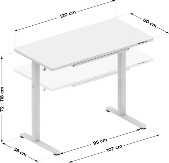 Elektrický výškovo nastaviteľný stôl Mark Adler Leader 8.5 biely