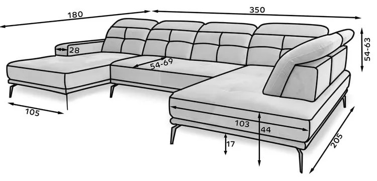 Ružová zamatová rohová pohovka (pravý roh/do tvaru "U") Bretan – ELTAP