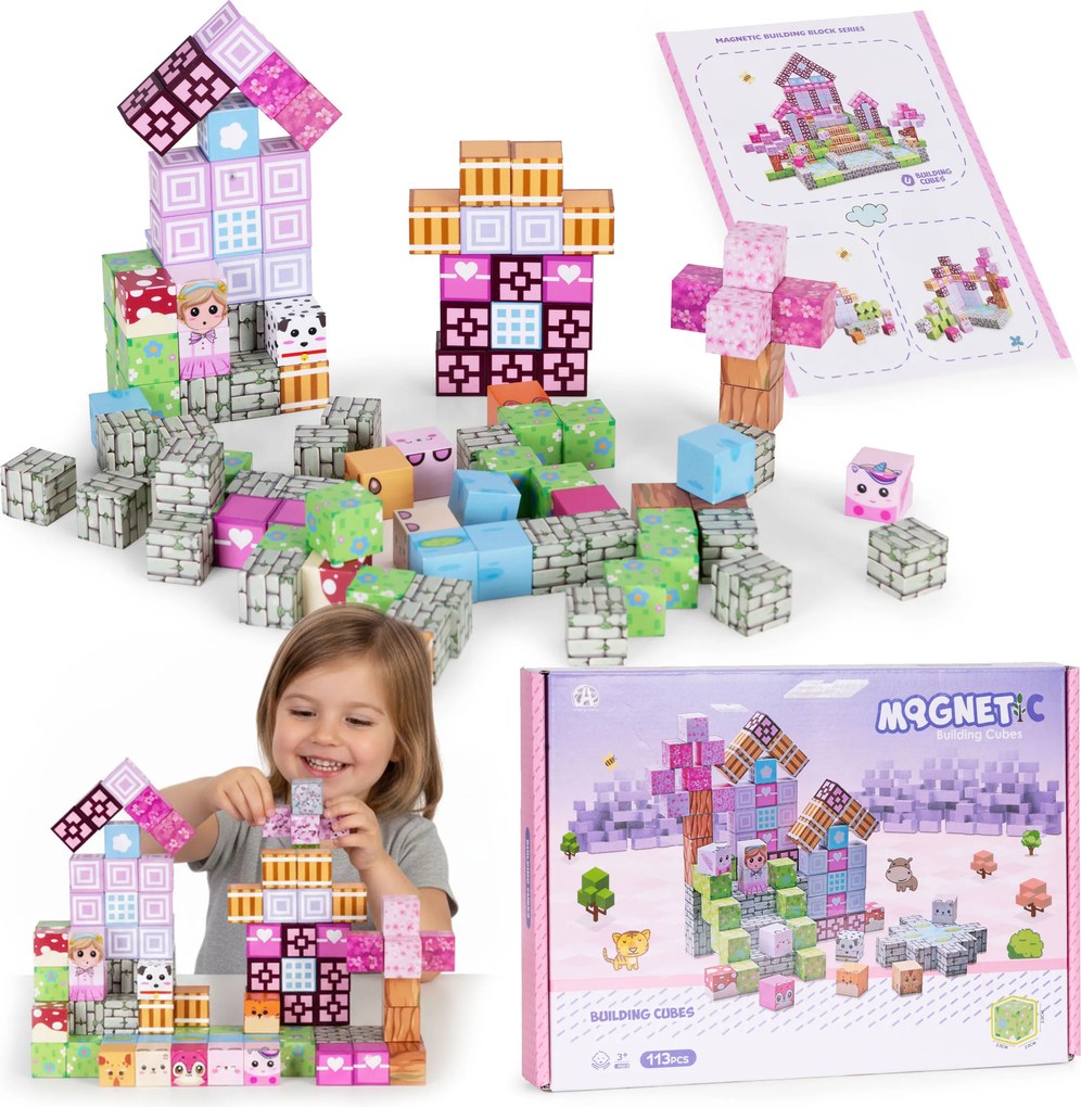 MULTISTORE Magnetické kocky stavebnica 113 dielov pre deti 3+ – kreatívna a edukatívna