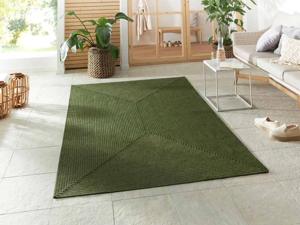 Hanse Home, Kusový koberec Braided 105554 Green – na von aj na doma, 160x230, zelená, chodba / predsieň
