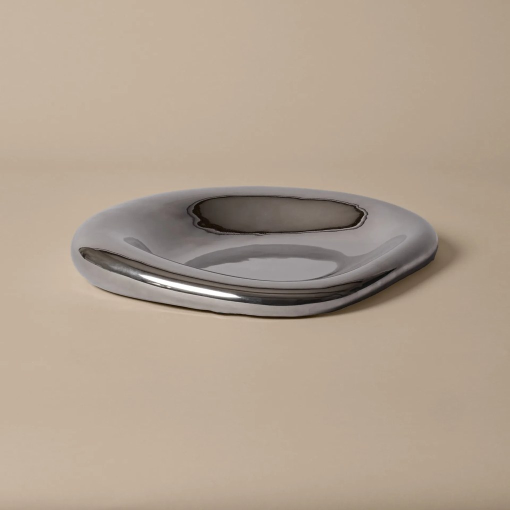 Ferm Living Keramická misa Bellure Silver 35 cm