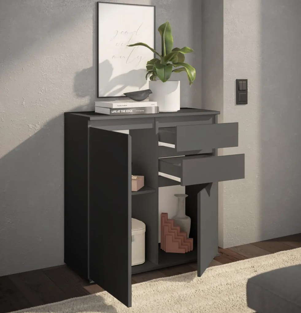 Skrinka s 2 šuplíkmi Brest, 80 cm, antracitová