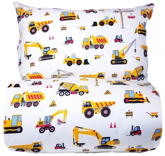 Detské obliečky Nákladné vozidlá 140x200 + 70x90 cm – 100 % bavlna, zips, strojový motív