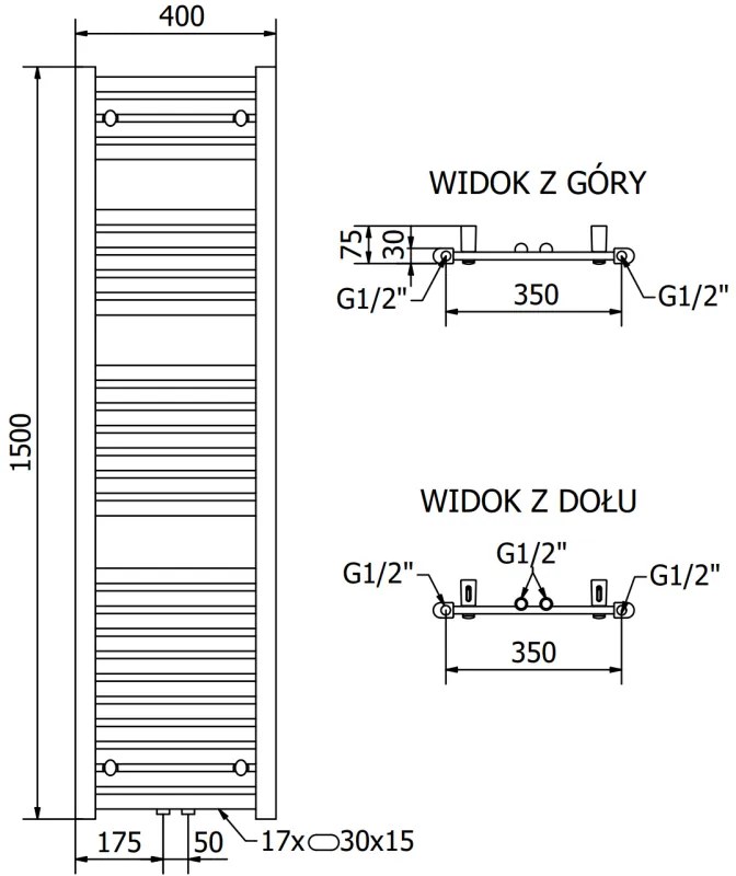 Mexen Hades, vykurovacie teleso 1500x400 mm, 453 W, chrómová, W104-1500-400-00-01