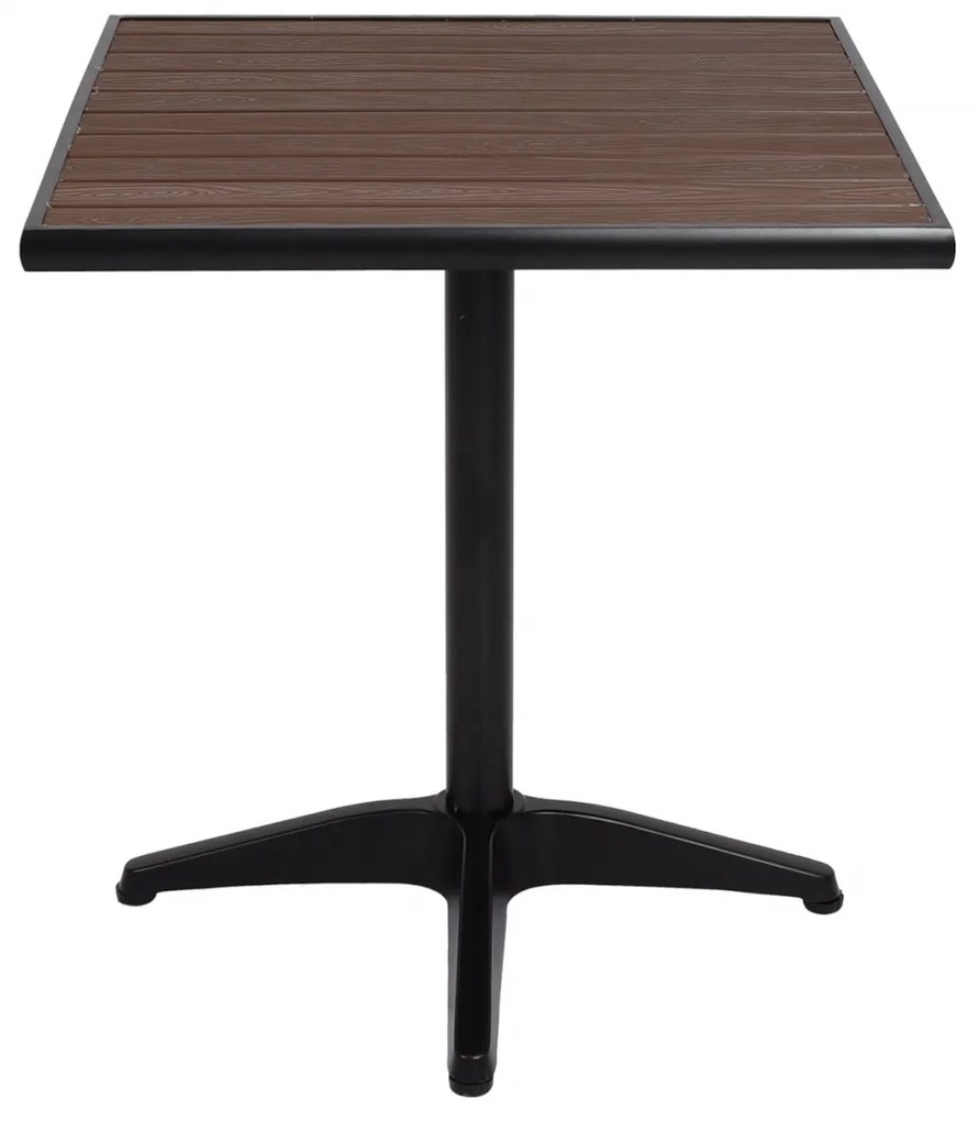 Záhradný stôl HWC-J95, hliník vzhľad dreva - čierna, tmavo hnedá