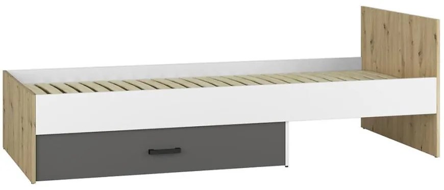 Posteľ 96 + rošt Fini 09 dub artisan/biela/antracit