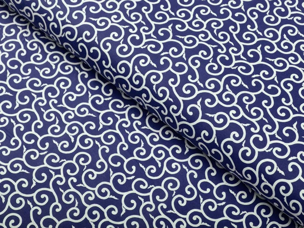 Biante Bavlnený oválny obrus Sandra SA-257 Ornamenty na tmavo modrom 130x220 cm