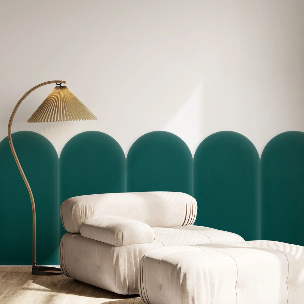 Zamatový čalúnený panel - Oblúk - 30x80cm Farba: Tyrkysová