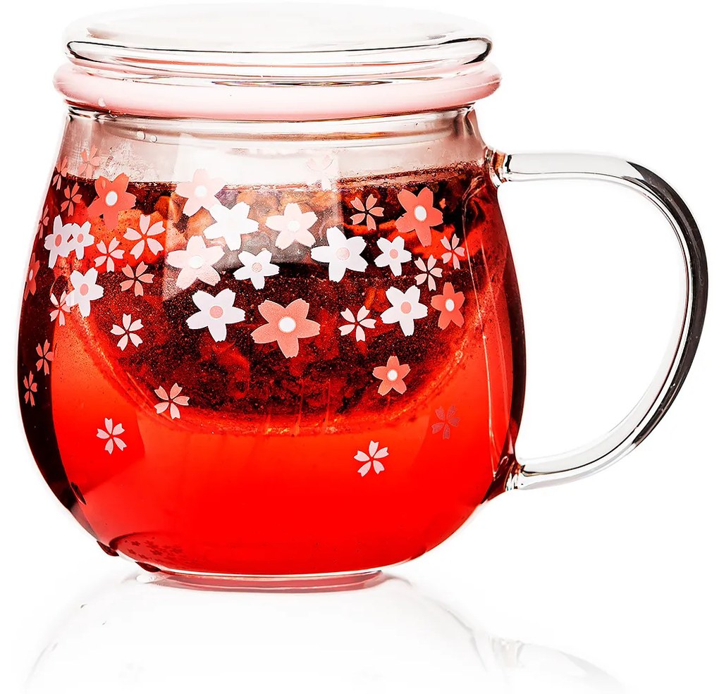 4Home Sklenený hrnček Sakura Hot&Cool so sitkom 400 ml