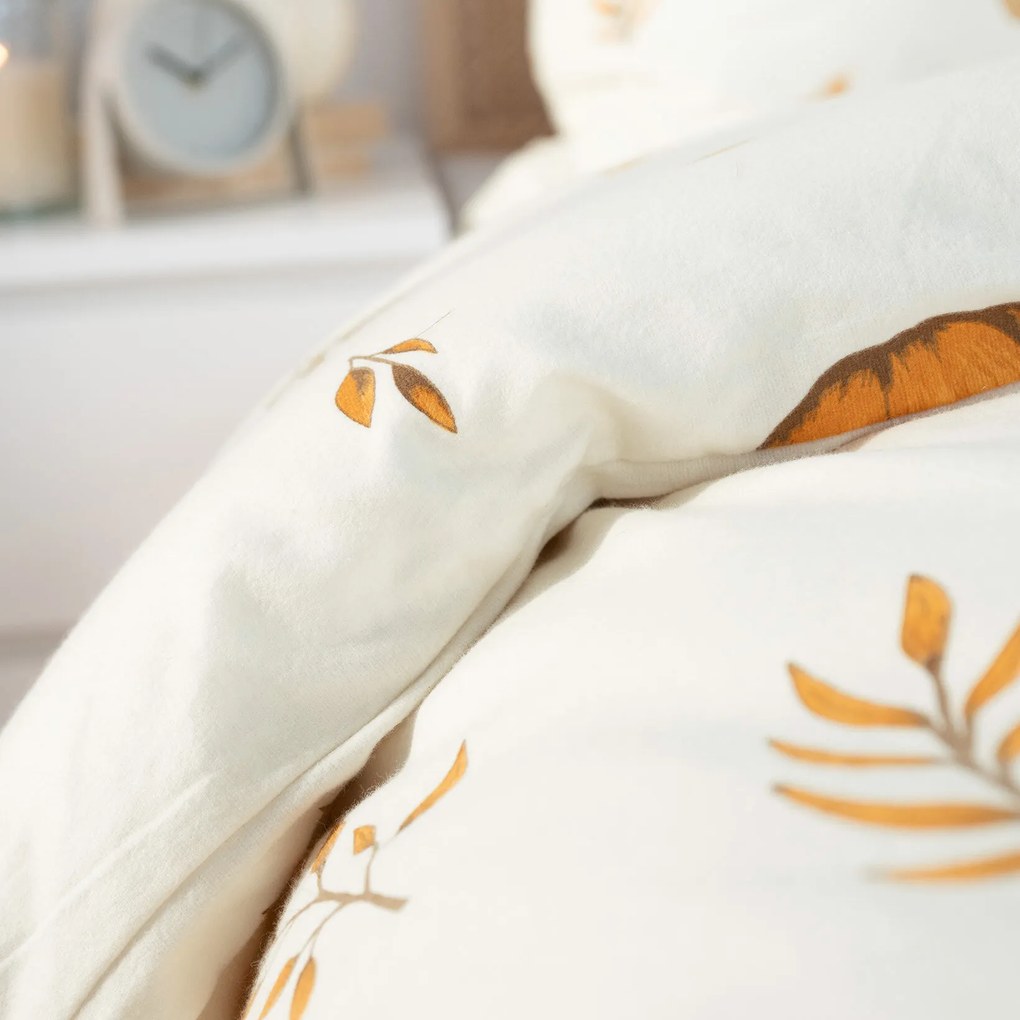 Goldea flanelové posteľné obliečky - jesenné tekvice a lístky 150 x 200 a 50 x 60 cm