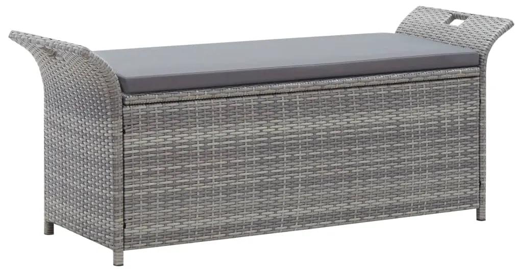 vidaXL Úložná lavica s podložkou sivá 138 cm polyratanová