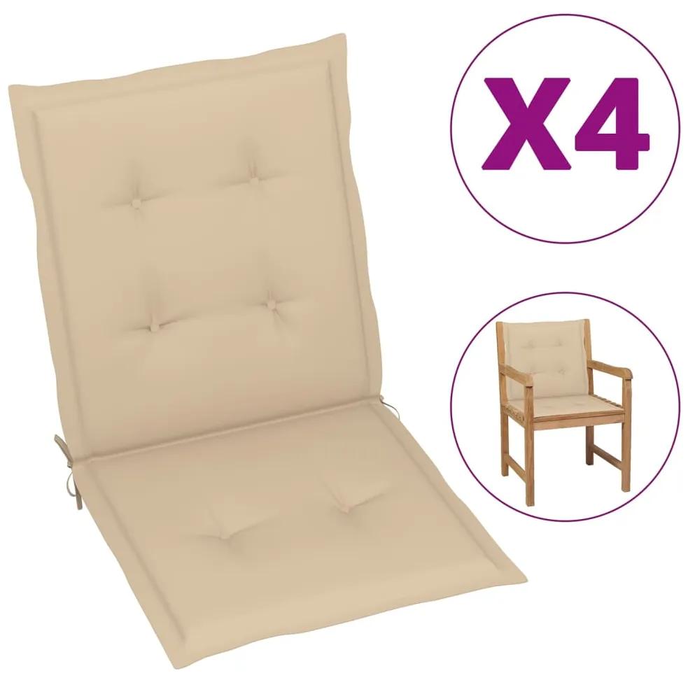 vidaXL Podložky na záhradné stoličky 4 ks béžové 100x50x3 cm