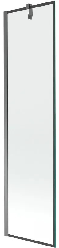 Mexen Next, 1-krídlová vaňová zástena 50 x 150 cm, 6mm číre sklo - čierny vzor, grafitová, 895-050-000-00-70-95