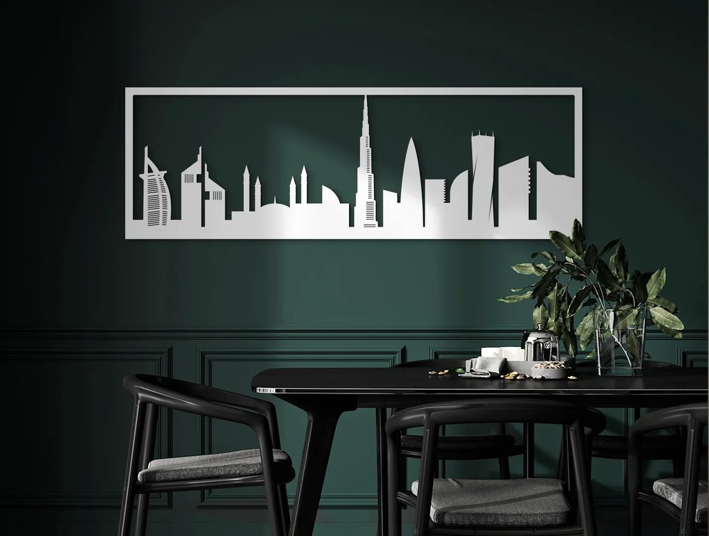 drevko Obraz Dubaj panoráma Rozmer obrazu: 29,5 x 89 cm, Farba dekorácie: Čierna