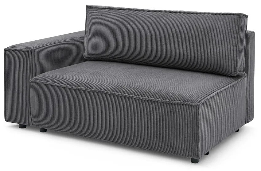 Tmavosivý menčestrový modul pohovky (ľavý roh) Nihad modular – Bobochic Paris