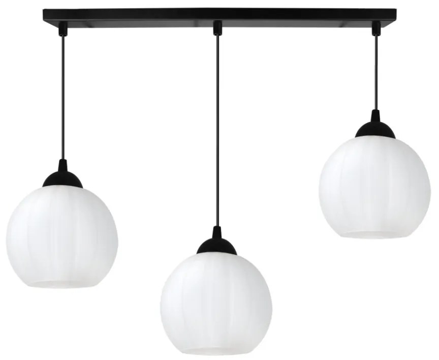 Závesné svietidlo Costa, 3x biele sklenené tienidlo, b