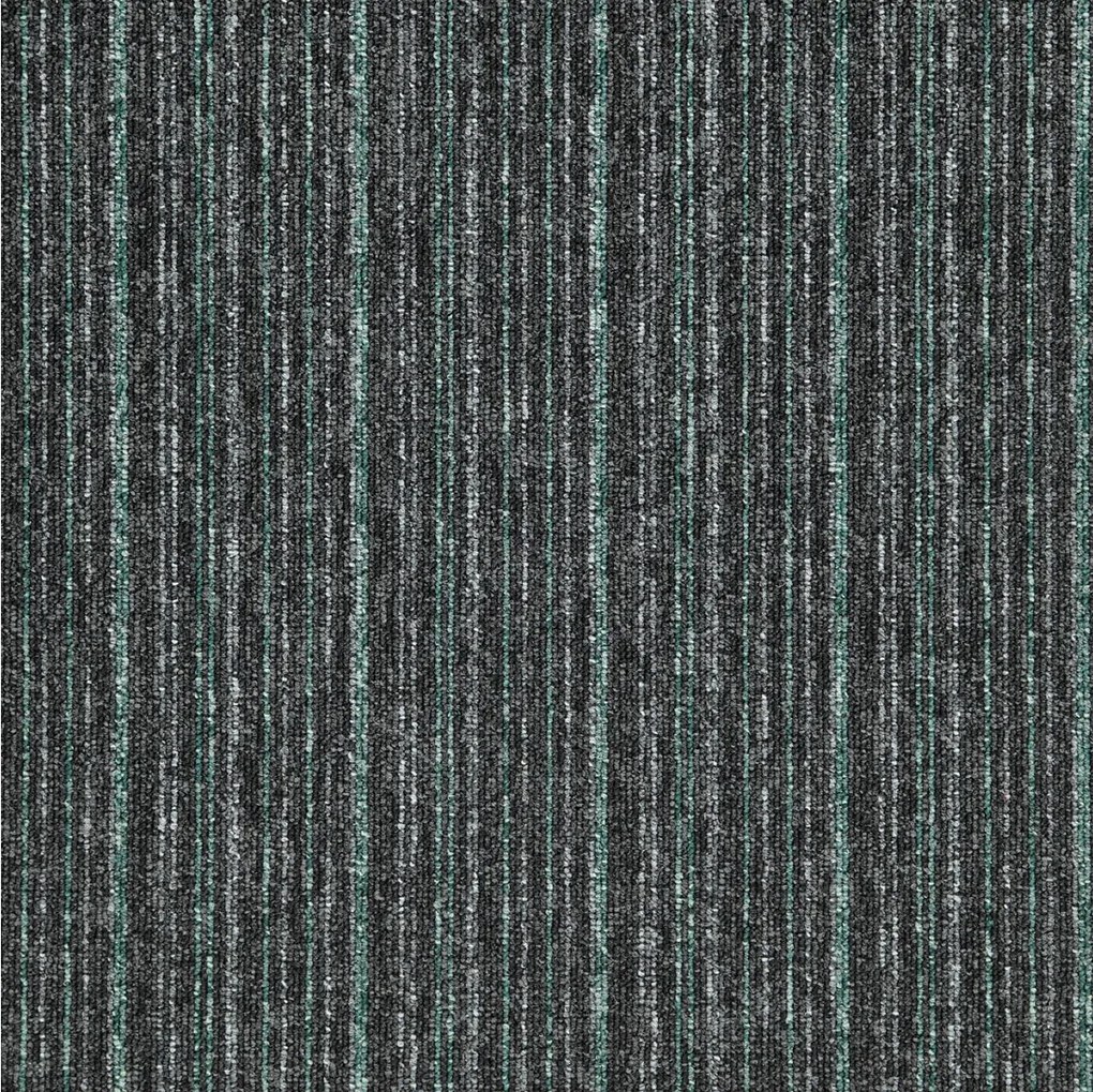 Balta, Kobercový štvorec Sonar Lines 4577 zelenočierny 50 x 50 cm, chodba / predsieň