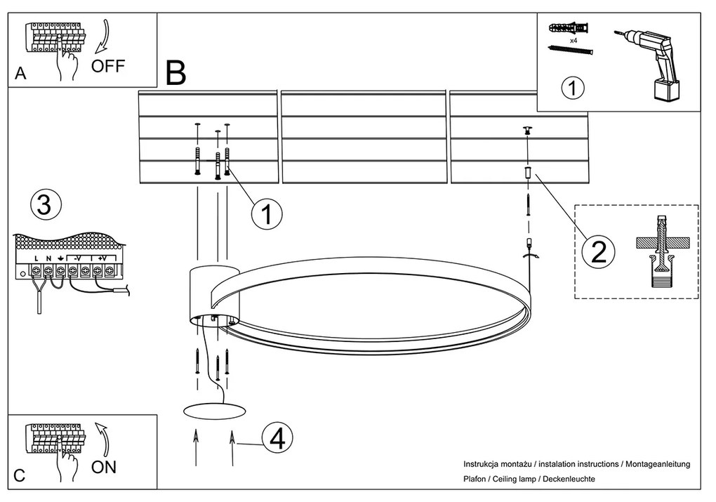 Stropné LED svietidlo Rio 78, 1x LED 50w, 3000k, b