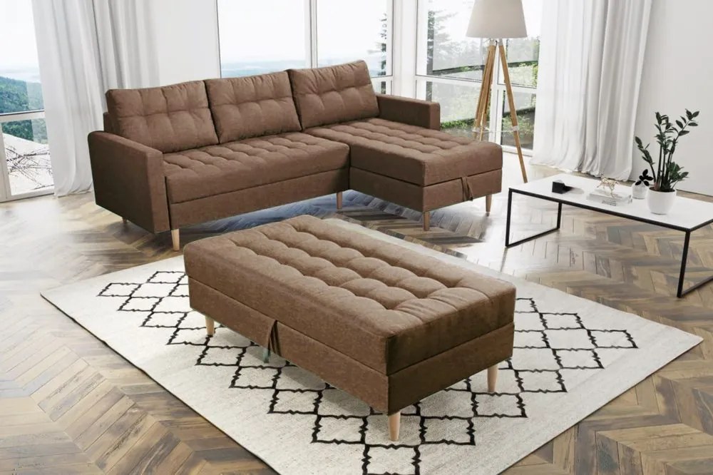 Furniture Sobczak Rohová sedacia súprava Pires s taburetom