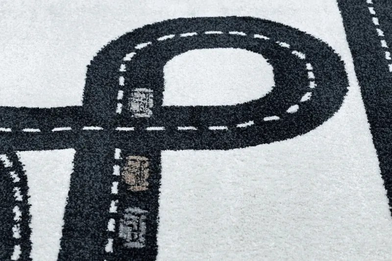 Detský kusový koberec Fun Track cream, 180x270, čiernobiela, detská izba, Dywany Łuszczów