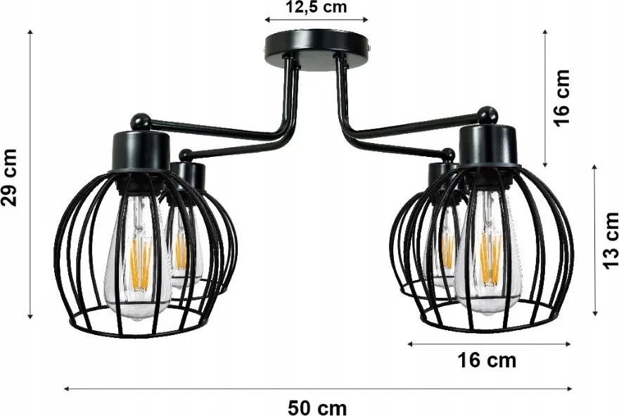 Závesná lampa DRON 4xE27 - DRÔT