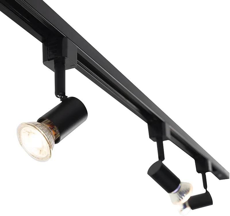Moderný 1-fázový koľajnicový systém s 3 reflektormi čierny - Jeany