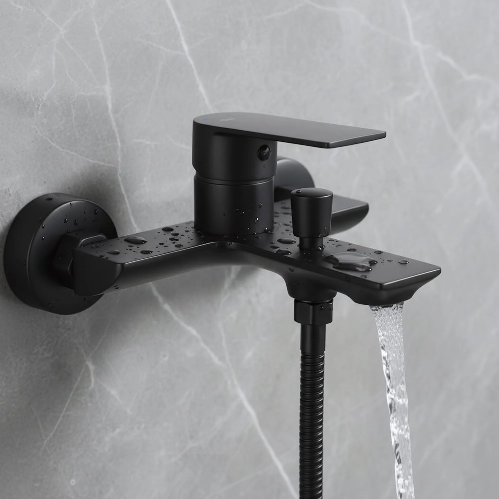 Rea Urban, vaňová batéria s bodovou ručnou sprchovou sadou, čierna, REA-B9910