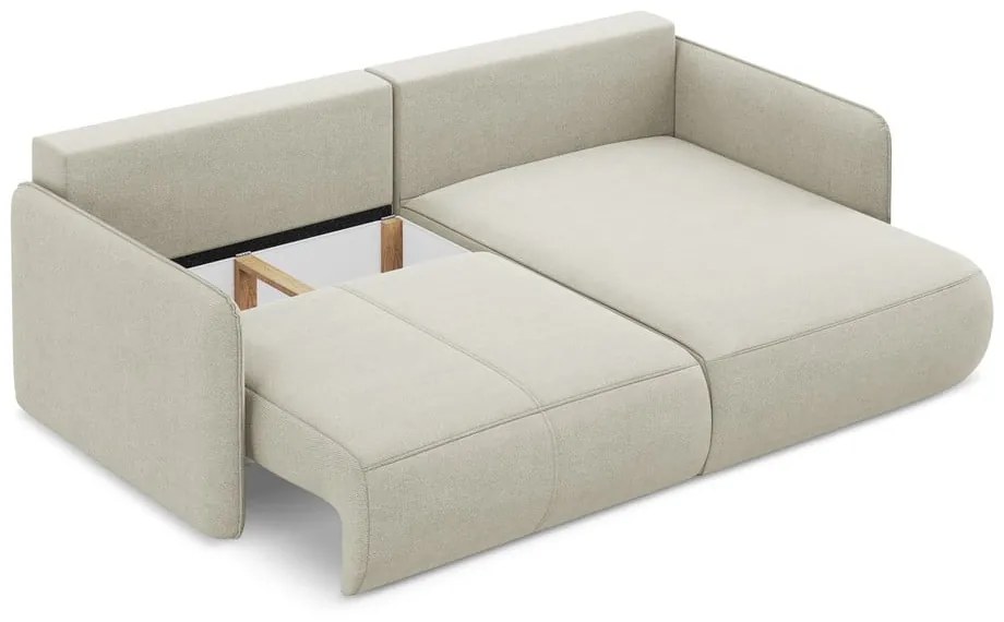 Krémovobiela rozkladacia/s úložným priestorom rohová pohovka (pravý roh) Nanea – Makamii