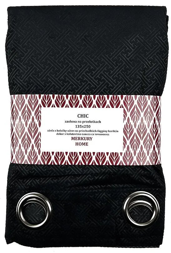 Záves Chic na priechodkách 135x250 čierna Merkury Home