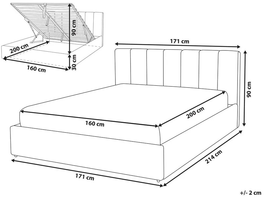 Manželská posteľ 160 cm Dabria (béžová) (s roštom) (s úl. priestorom). Vlastná spoľahlivá doprava až k Vám domov. 1078644