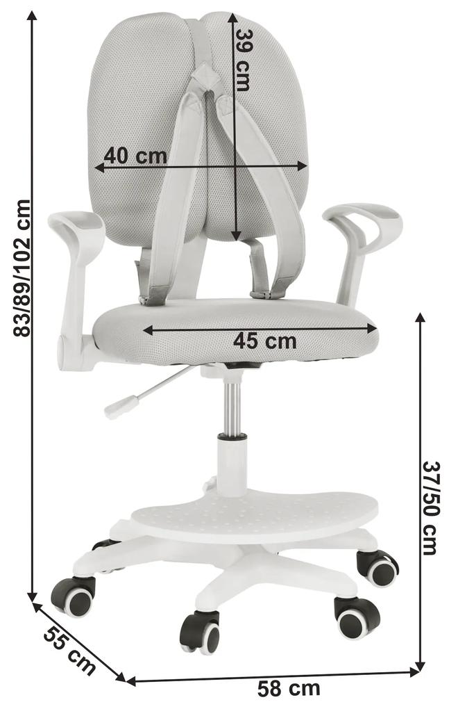 Kondela Rastúca stolička s podnožou a trakmi, sivá/biela, ANAIS