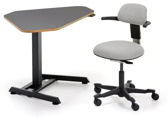 Zostava nábytku NOVUS + NEWBURY, 1 čierny nastaviteľný stôl, 1 kancelárska stolička