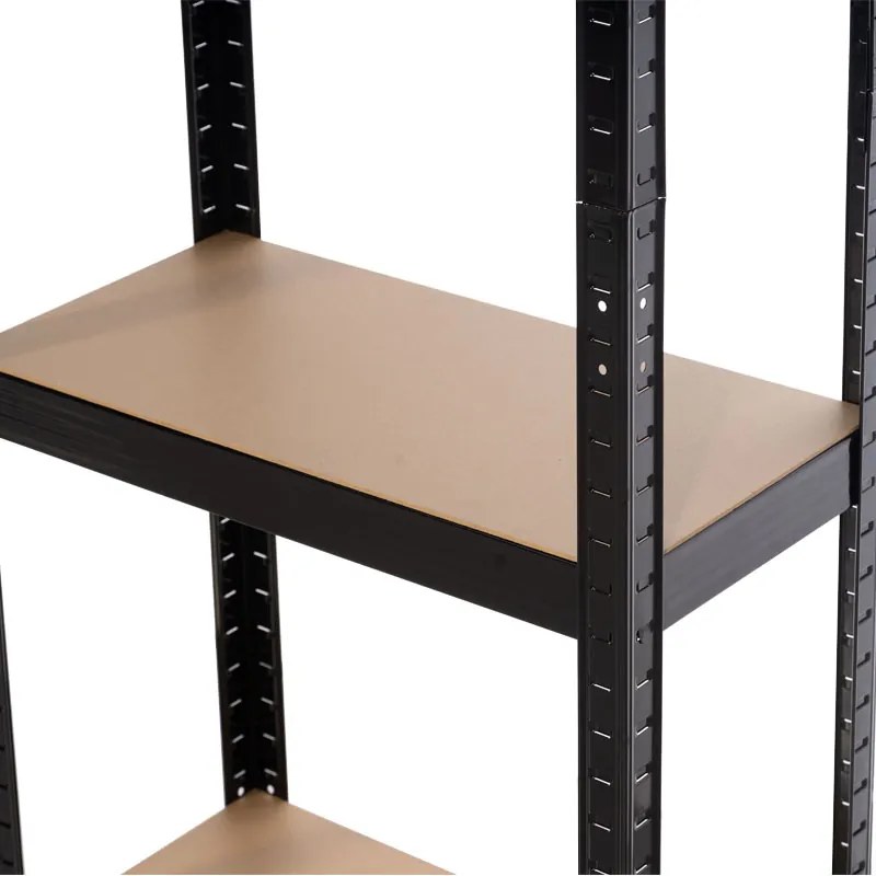 Kovový regál BestBerg BBMS-30B / 120 x 180 x 45 cm / 5 políc / čierna / hnedá