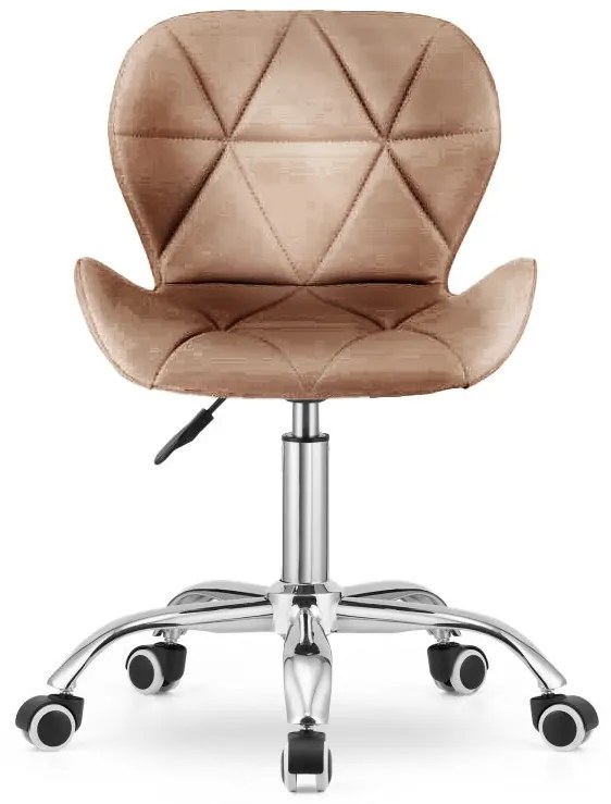 Set do pracovne ZARIMO stôl 80x40 cm, biela + kreslo AVOLA VELVET svetlo hnedé