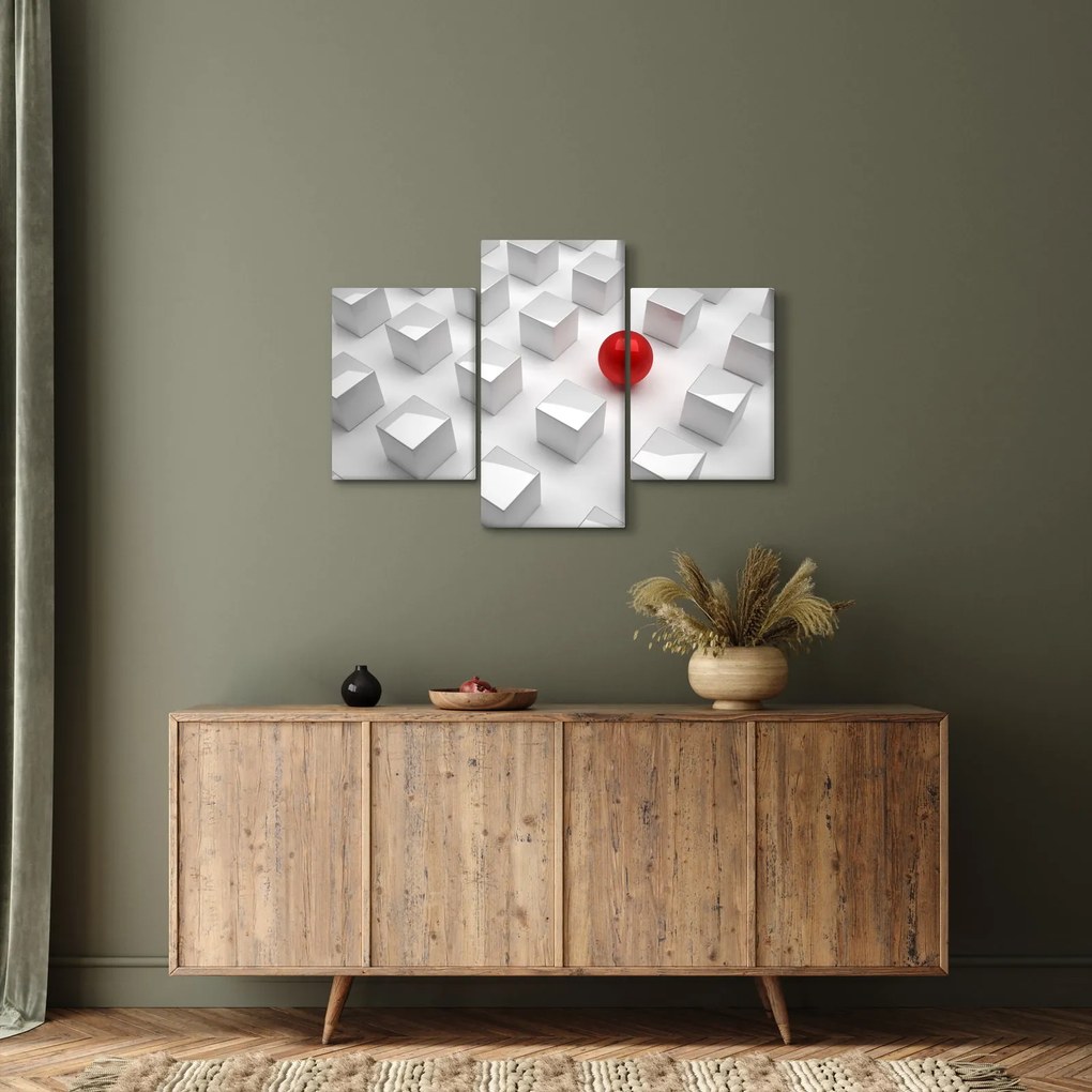 Obraz abstrakcie - kocky s guľou (90x60 cm)