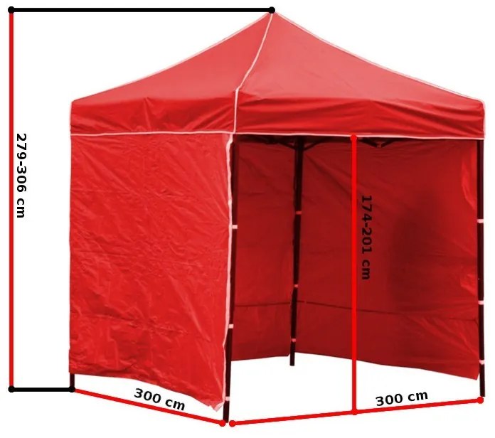 Záhradná párty stan 3x3m 3 steny - modrý