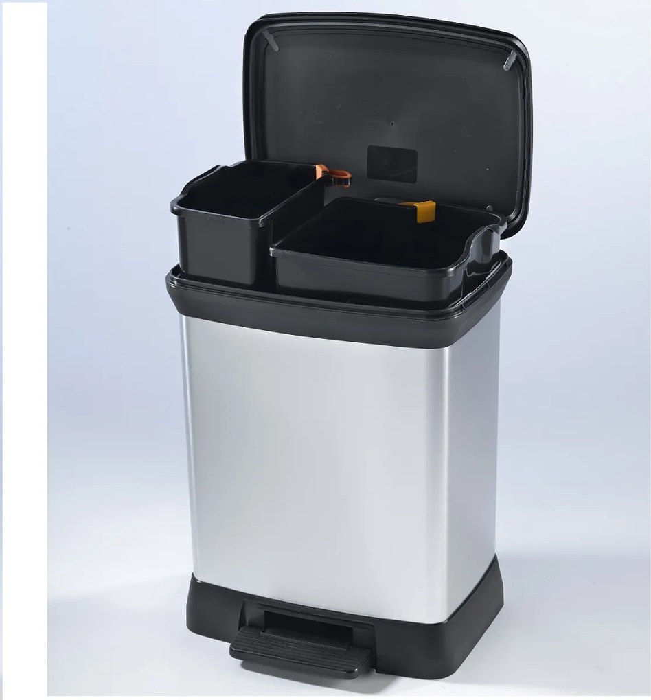 Curver Odpadkový kôš DECO BIN 18 l + 10 l, strieborný