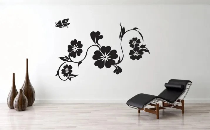 Nálepka na stenu do interiéru s motívom jednoduchých kvetov 100 x 200 cm